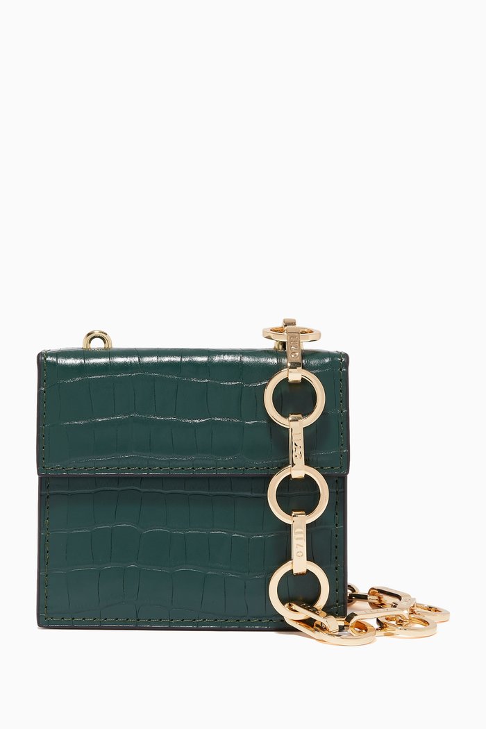 

Small Bea Purse in Croc-Embossed Leather, Green