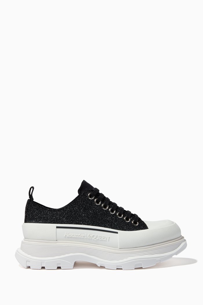 

Tread Slick Lace-Up in Glitter Suede, Black