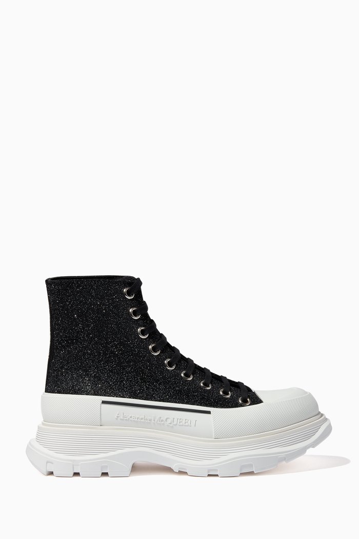 

Tread Slick Boots in Glitter Suede, Black