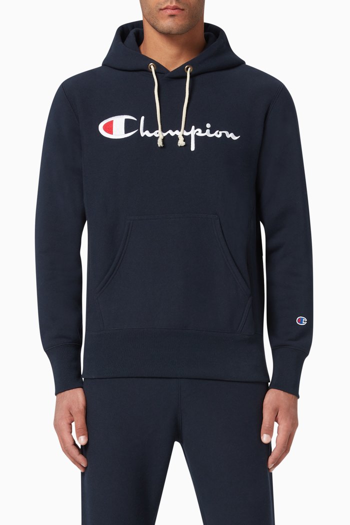 

Reverse Weave Script Logo Hoodie, Black