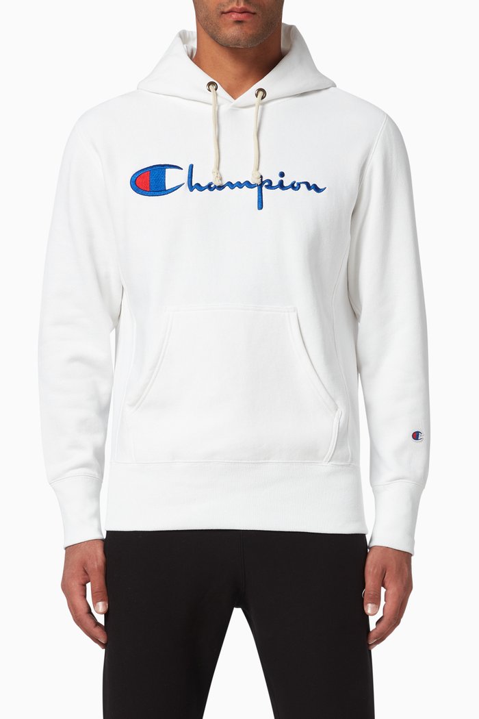 

Reverse Weave Script Logo Hoodie, White