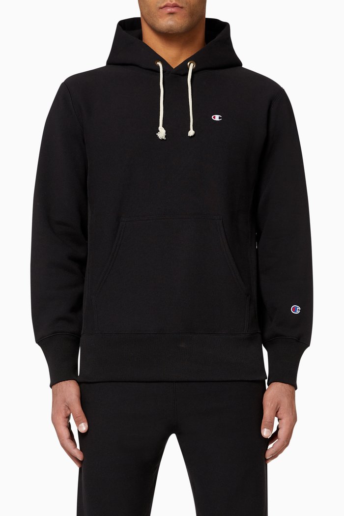 

Reverse Weave Logo Hoodie, Black