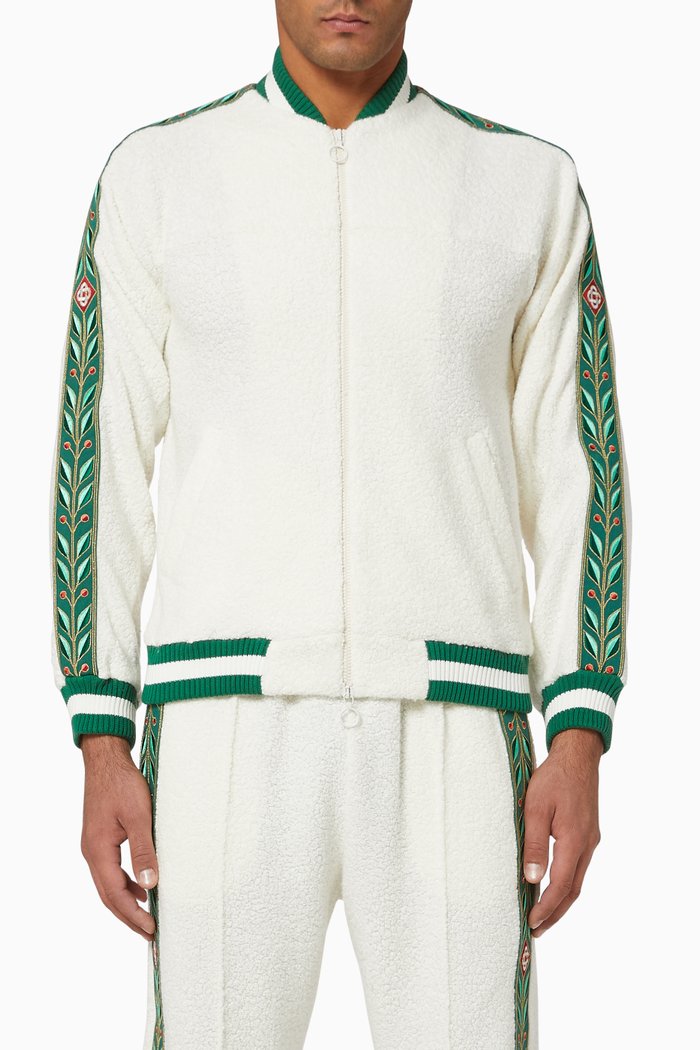 

Laurel Cashmere Terrycloth Bomber, White