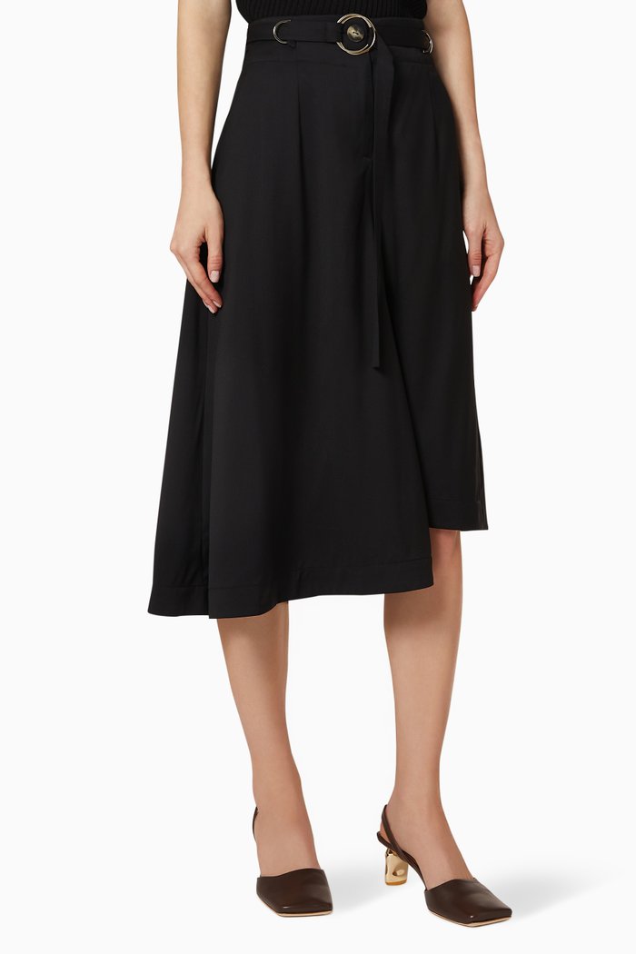 

Railey Belted Wool Culotte, Black