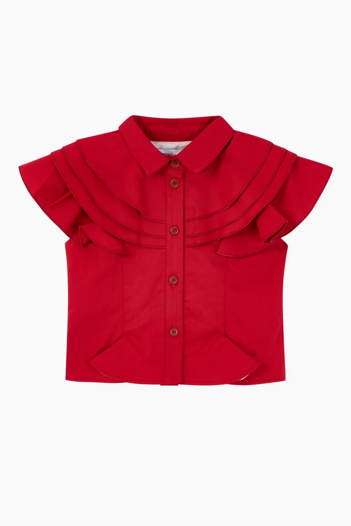 

Liliah Cotton Twill Blouse, Red