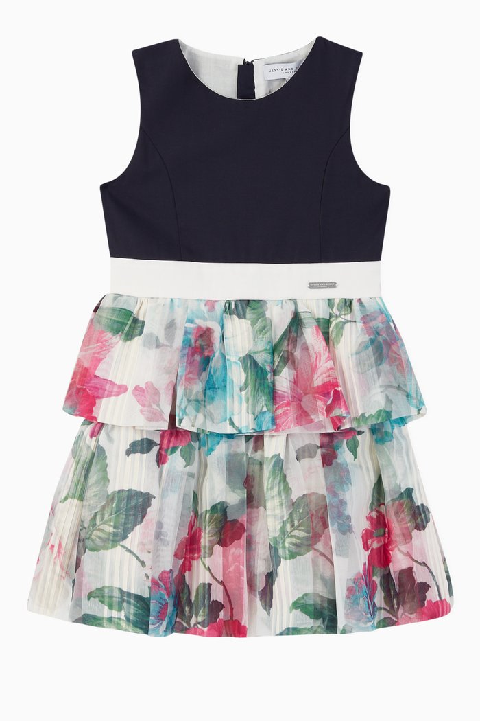 

Circle Flower Striped Organza Dress, Multicolour
