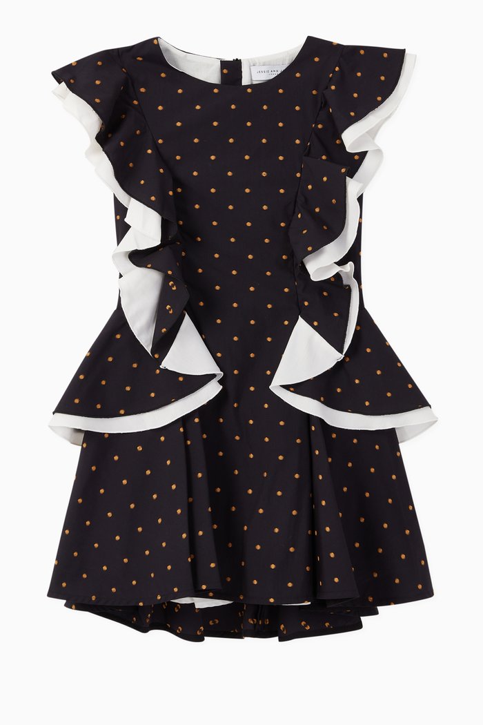 

Butterfly Polka Dot Cotton Blend Dress, Black
