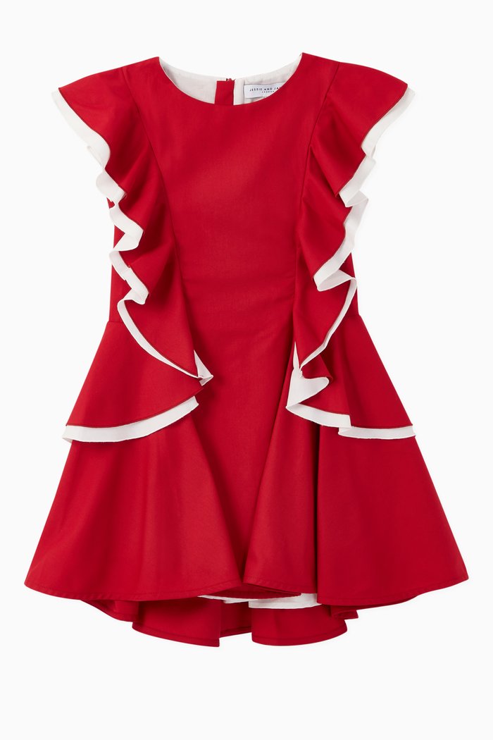 

Butterfly Polka Dot Cotton Blend Dress, Red