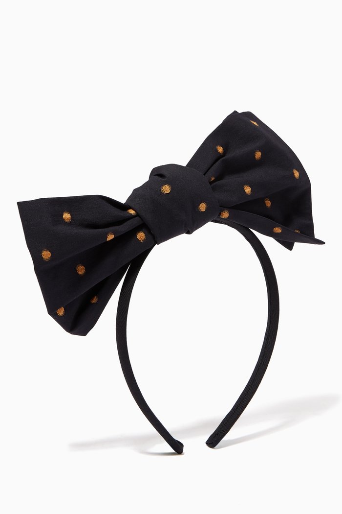 

Origami Polka Dot Bow Headband, Black