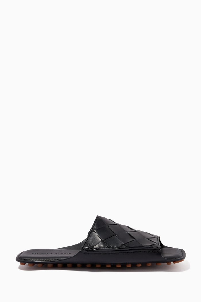 

Sandals in Intrecciato Calfskin, Black