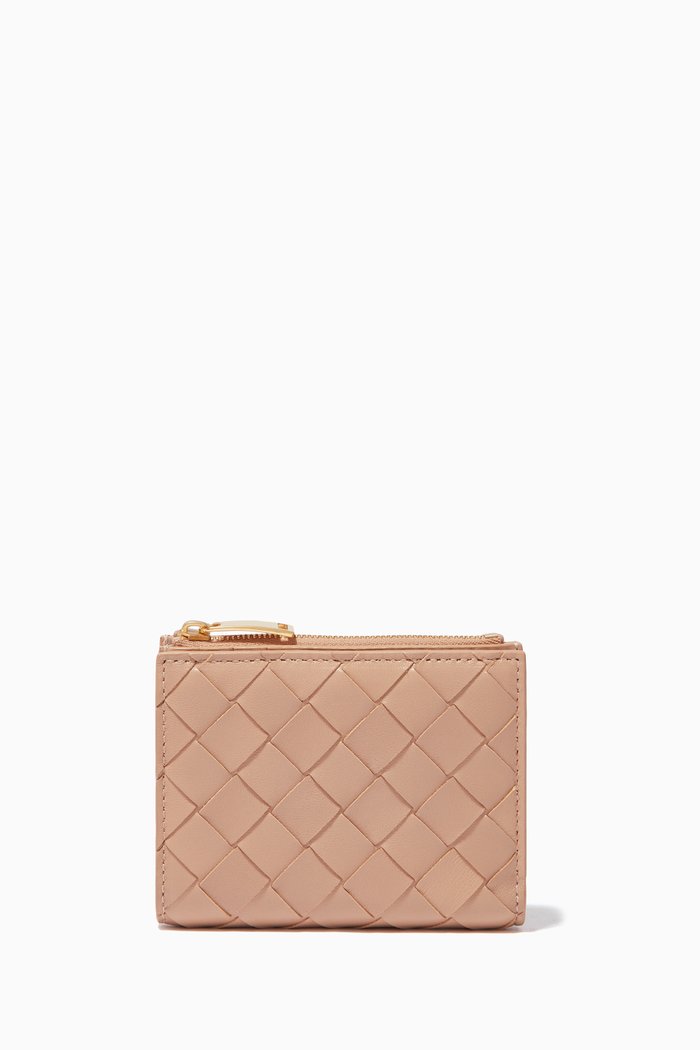 

Mini Bi-Fold Wallet in Intrecciato Nappa, Neutral