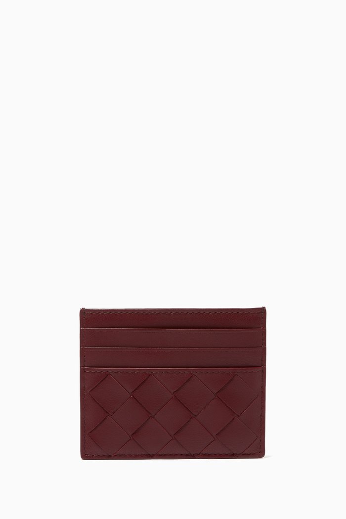 

Intrecciato Card Case in Nappa, Burgundy