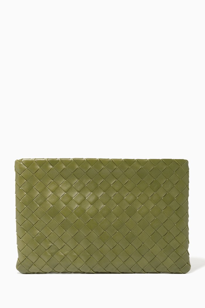 Pouch in Intrecciato Nappa, Green