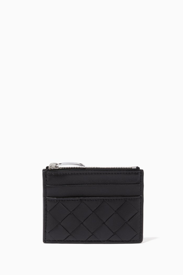 

Intrecciato Card Case in Nappa, Black