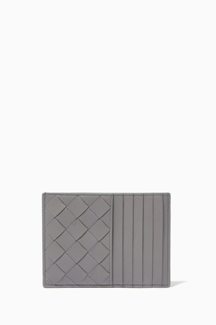 

Intrecciato Card Case in Nappa, Grey