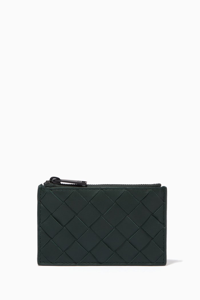 

Key Case in Intrecciato Calfskin, Green