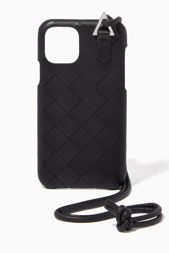 

iPhone 11 Pro Case in Intrecciato Calfskin, Black