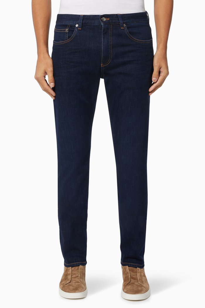 Stretch Cotton & Lyocell Denim Jeans, Blue