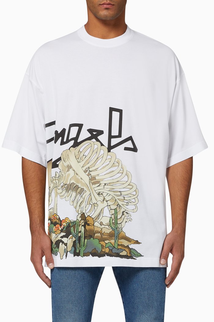 

Desert Skull Oversized Cotton T-Shirt, White