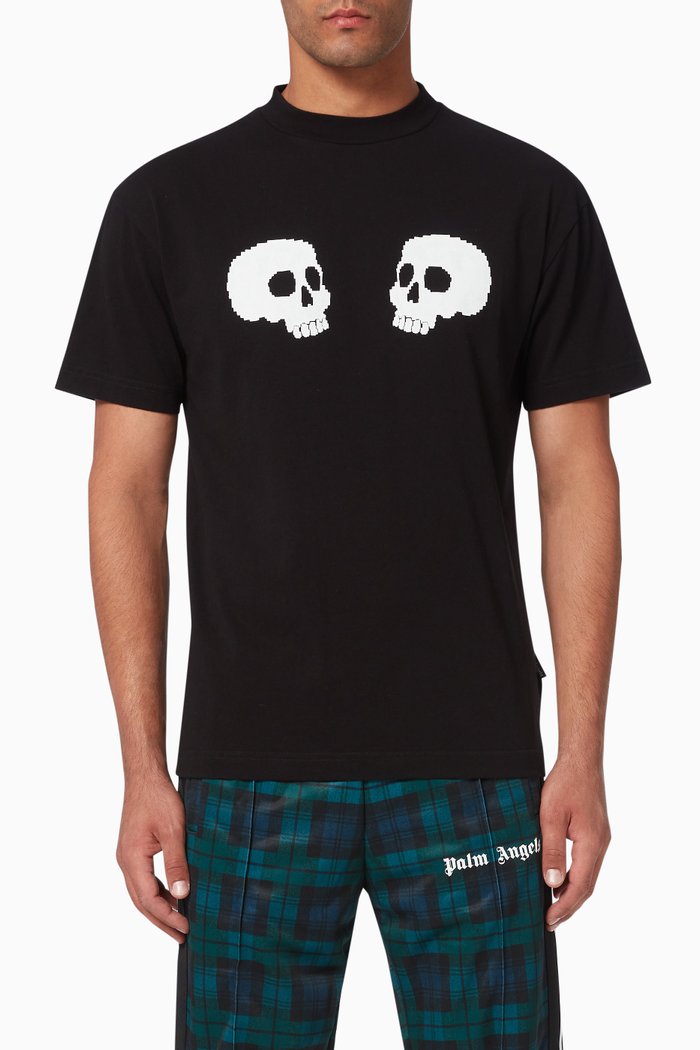 Skulls Cotton T-Shirt, Black