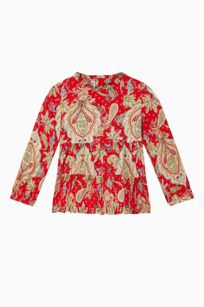 

Caridad Paisley Print Cotton Blouse, Red