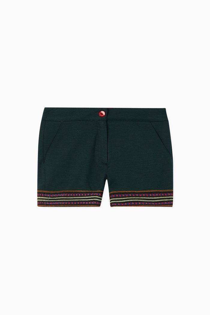 

Gleda Striped Hem Shorts, Green