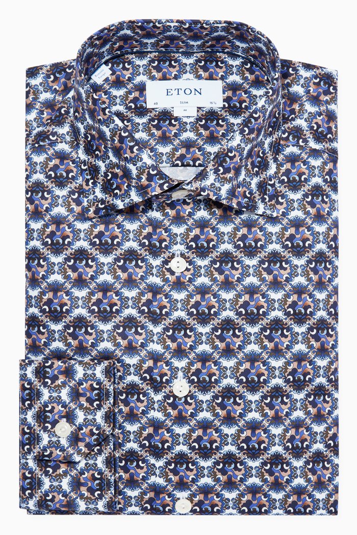 Medallion Print Slim Fit Shirt, Multicolour