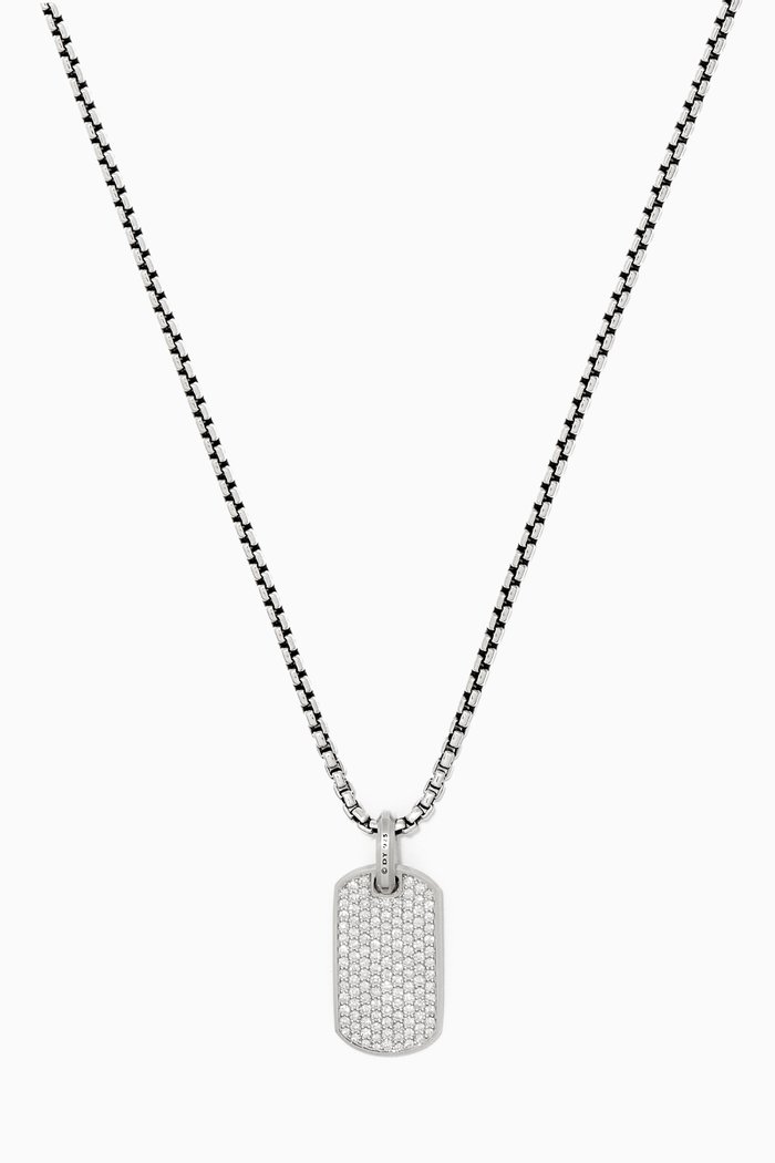 

Streamline® Tag with Diamonds on Small Box Chain Necklace in Sterling Silver