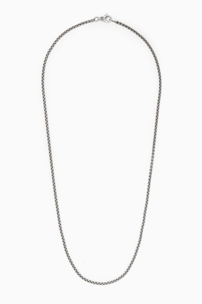 

Small Box Chain Necklace in Titanium & Sterling Silver, Black