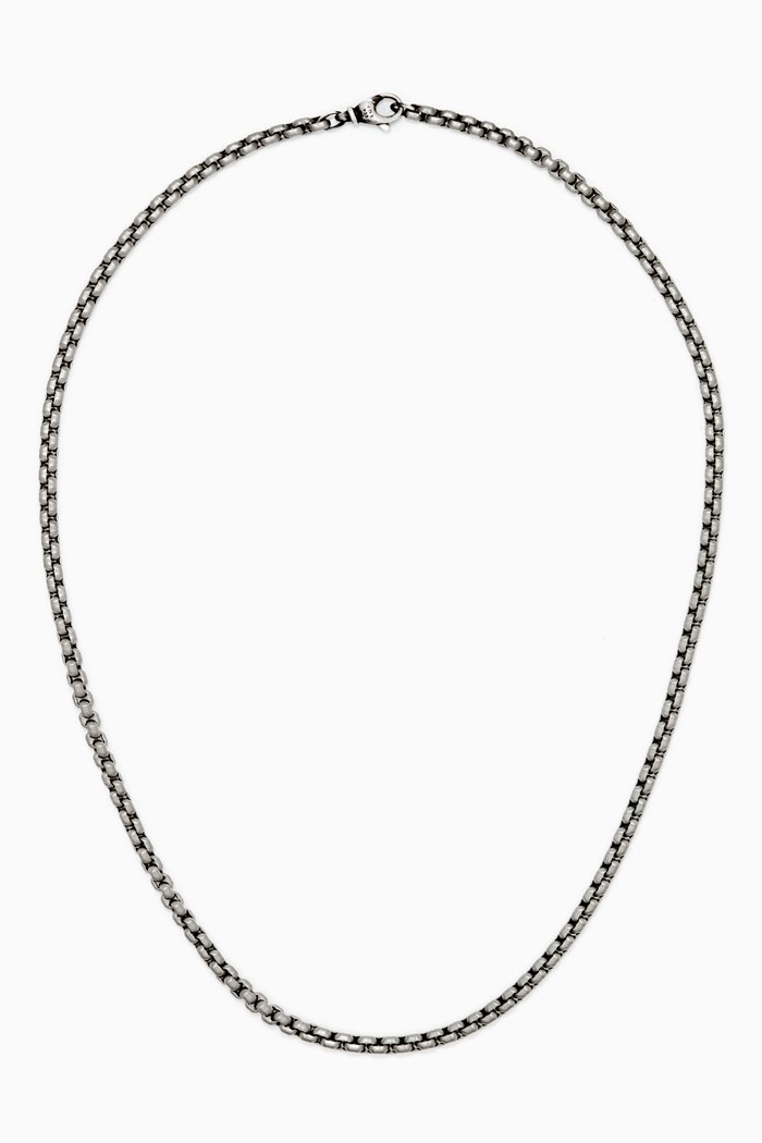 

Box Chain Necklace in Titanium & Sterling Silver, Black