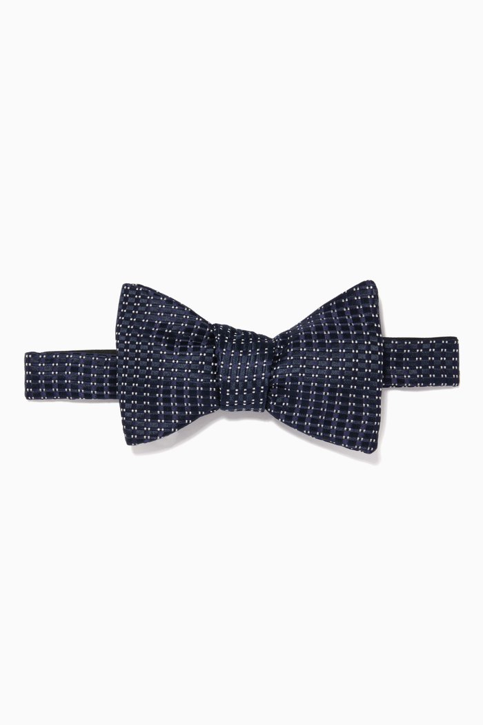 

Geometric Print Silk Bow-Tie, Blue