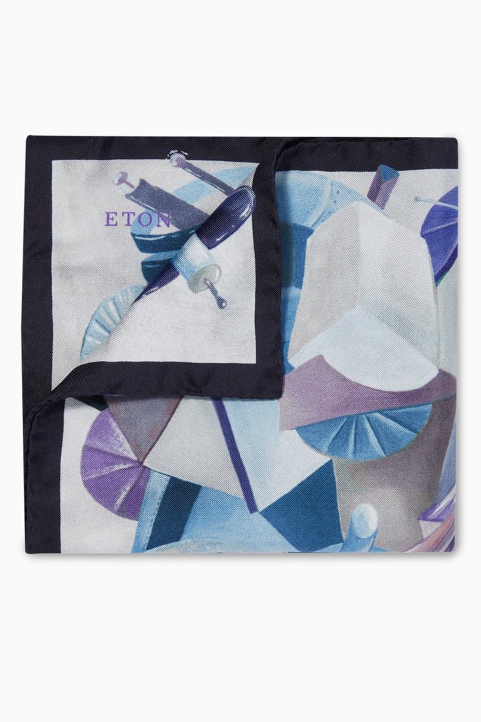 Rocket Man Print Pocket Square, Blue
