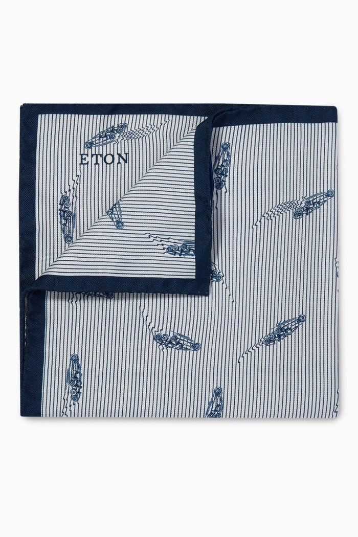 

Retro Racing Cars Print Pocket Square, Blue