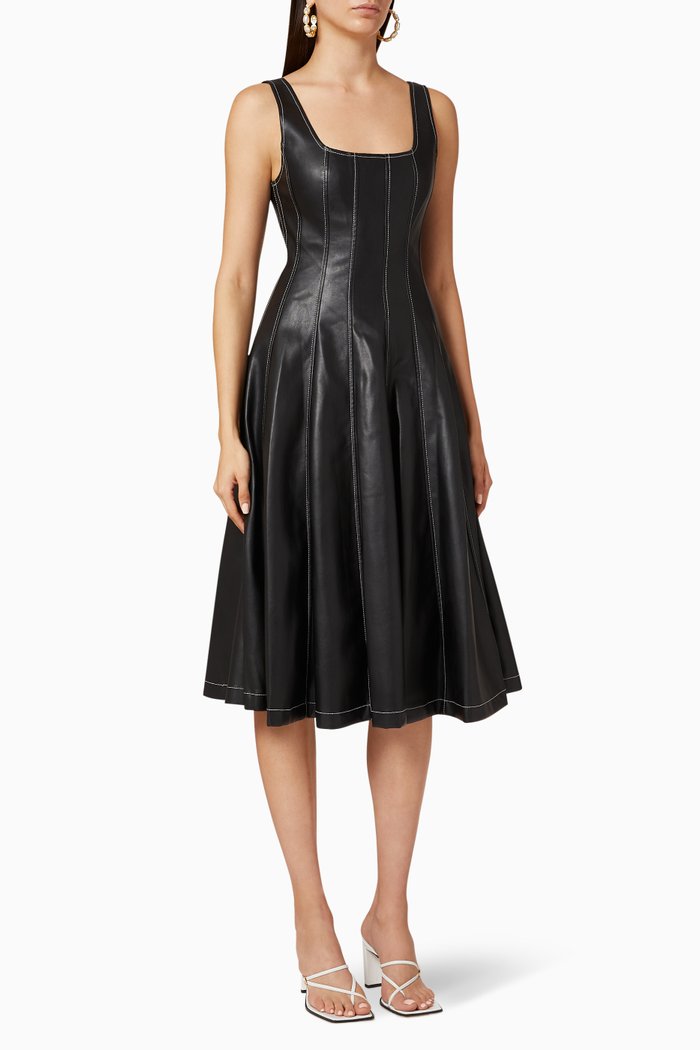 

Wells Vegan Leather Midi Dress, Black