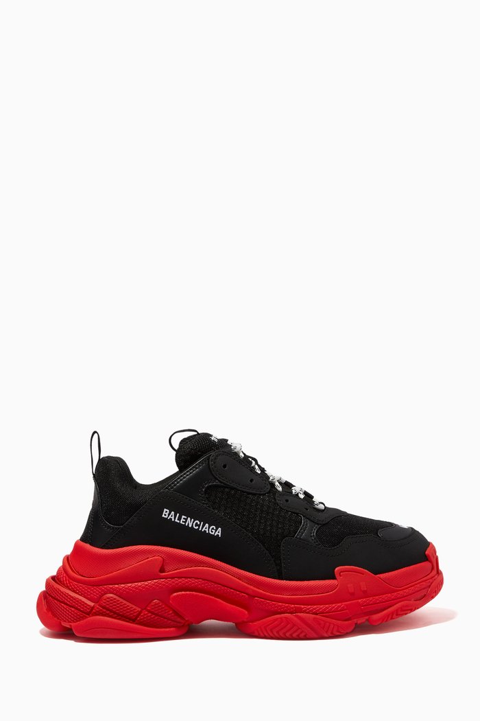 

Triple S Sneakers in Double Foam and Mesh, Black