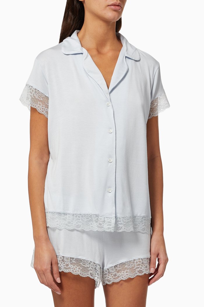

Malou Lace Short PJ Set, Blue