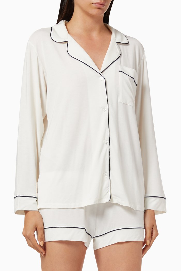 

Gisele Long Sleeve & Shorts Pyjama Set, White