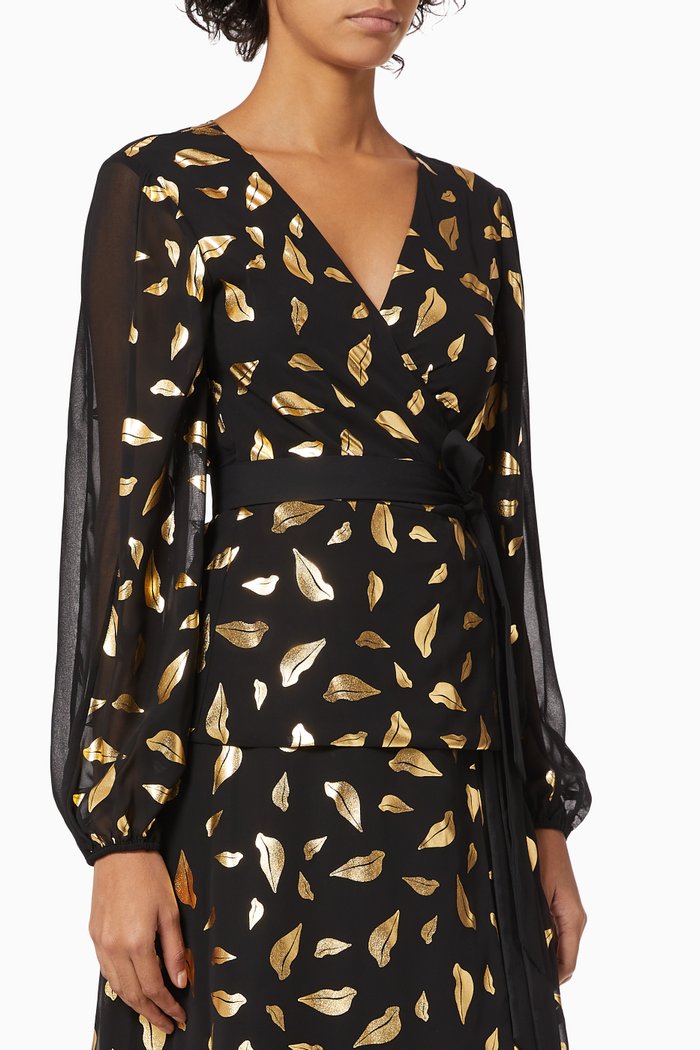 

Jessa Chiffon Wrap Top, Black