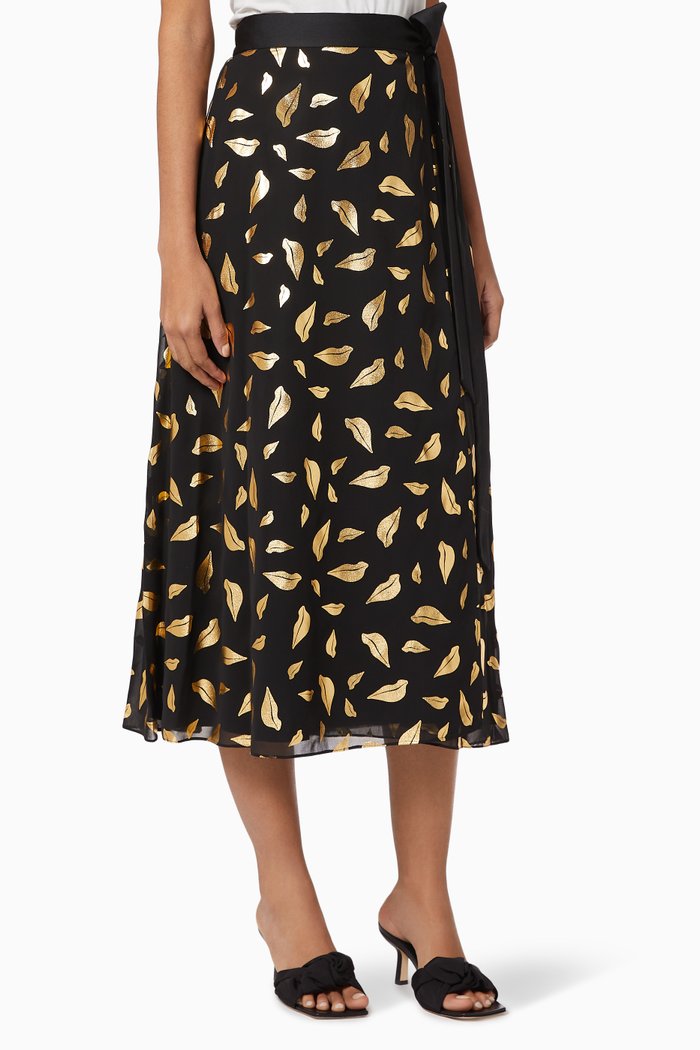 Nalani Chiffon Midi Wrap Skirt, Black