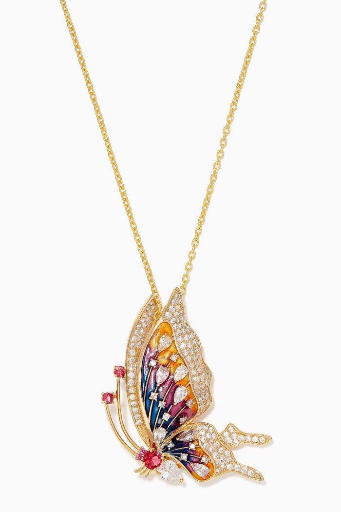 

Butterfly Brooch Pendant Necklace, Gold