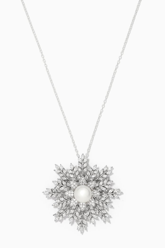 

Snowflake Brooch Pendant Necklace, Silver