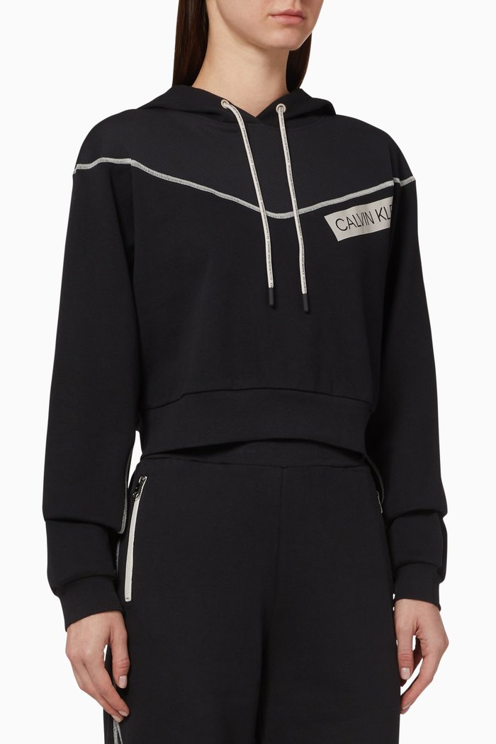 

Cropped Logo Hoodie, Black