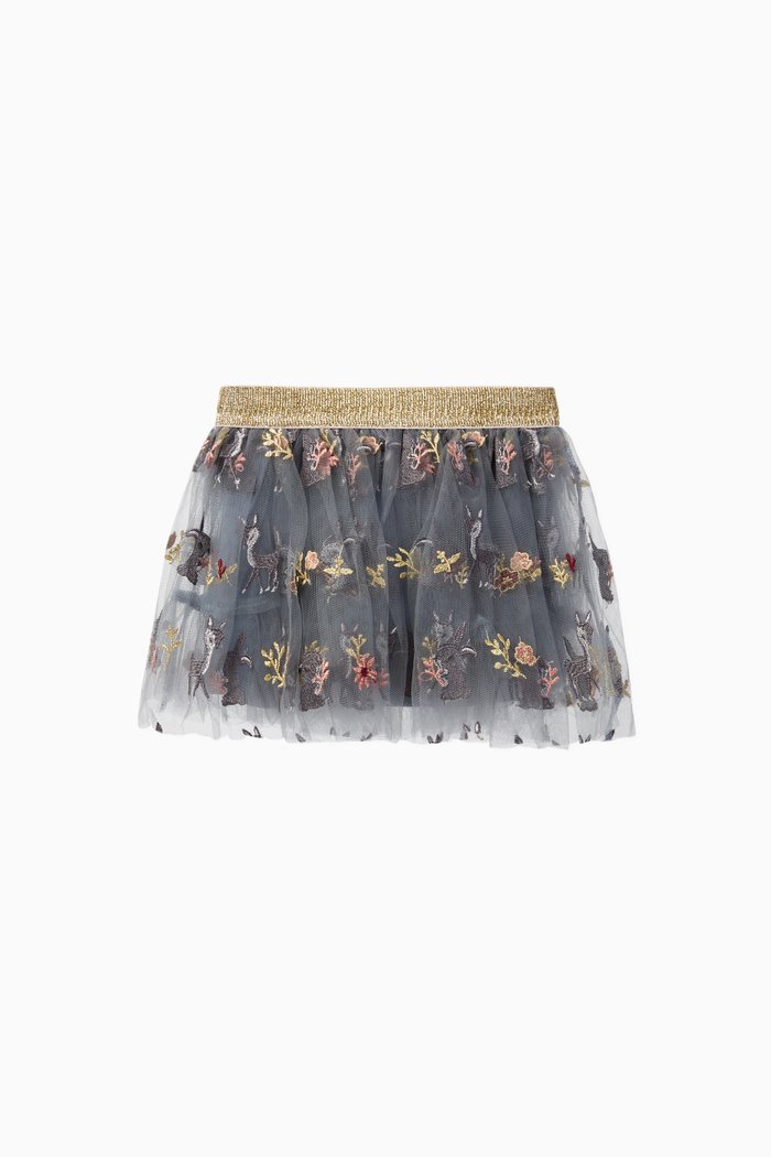 

Nella Embroidered Tulle Skirt, Blue