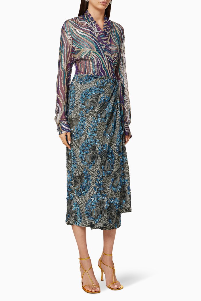 

Doku Embroidered Wrap Dress, Blue