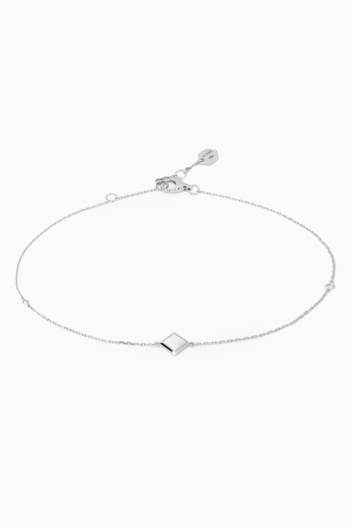 Cleo Pyramid White Agate Diamond Anklet in 18kt White Gold, Silver
