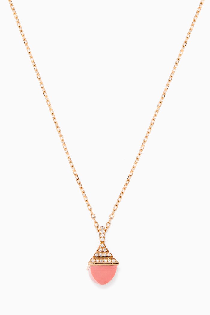 

Cleo Rev Pink Coral Diamond Mini Pendant in 18kt Rose Gold