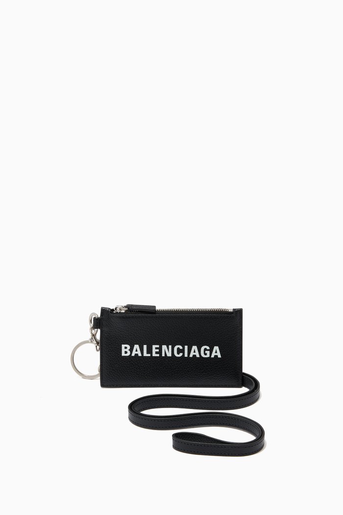 

Cash Card Case on Keyring in Small Grained Calfskin, Black