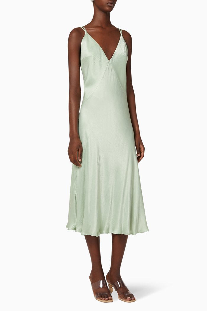 

Aida Satin Dress, Green