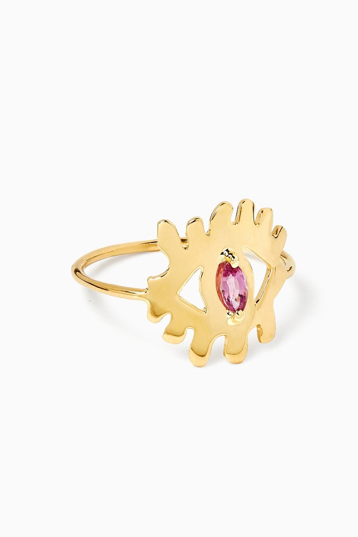 

Evil Eye Emerald Ring in 18kt Yellow Gold