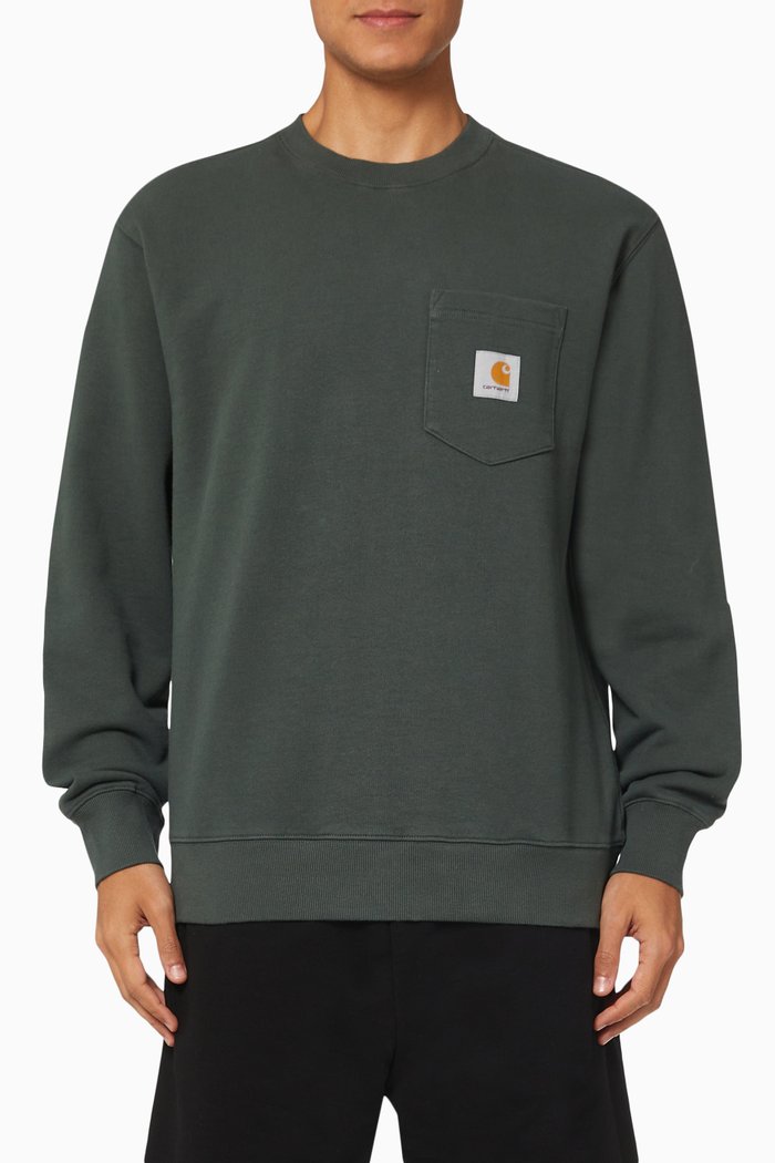 

Logo Patch Pocket Sweatshirt in Cotton, Green